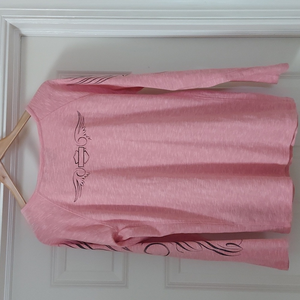 Harley-Davidson Pink Long Sleeve Henley Tee - Picture 3 of 6